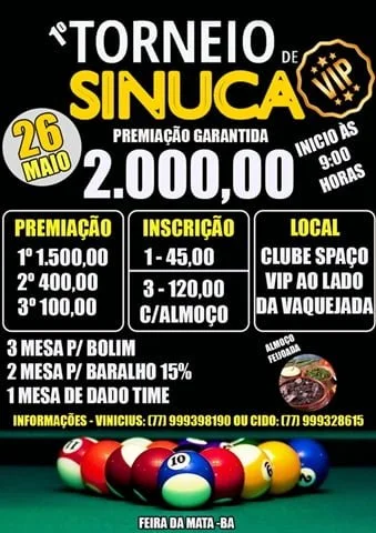 Torneio de sinuca tem premiação de R$ 1.000 em novembro - Diário Corumbaense