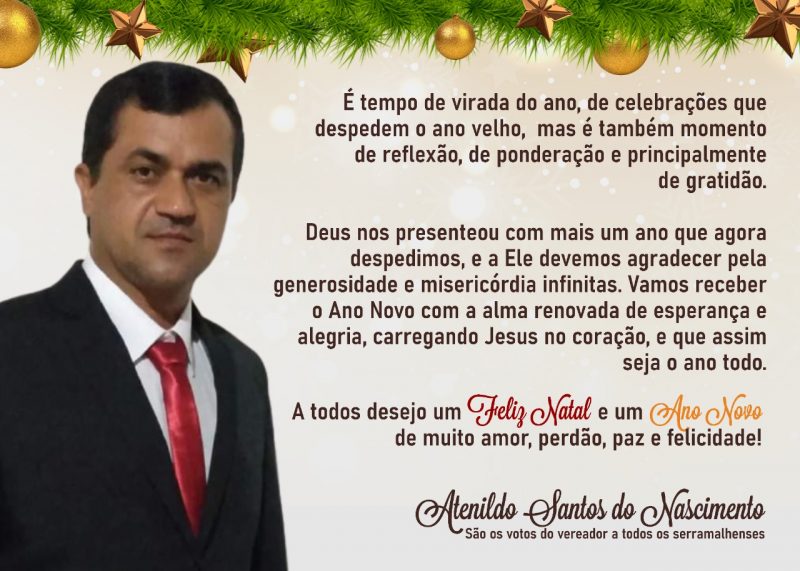 Mensagem de Natal do vereador Atenildo Santos aos serramalhenses » Alerta  Bahia