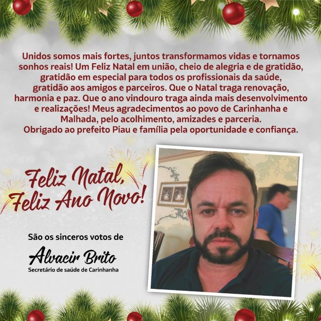 Mensagem de Natal do secretário de saúde de Carinhanha, Alvacir Brito »  Alerta Bahia