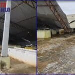 Estrutura metálica do galpão da feira desaba em Santa Maria da Vitória após fortes chuvas; Assista ao vídeo