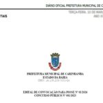 Prefeitura de Carinhanha faz nova convocação de aprovado no concurso público 001/2023