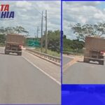Moradores voltam a denunciar caminhões sem lona transportando barro na ponte Guimarães Rosa entre Malhada e Carinhanha